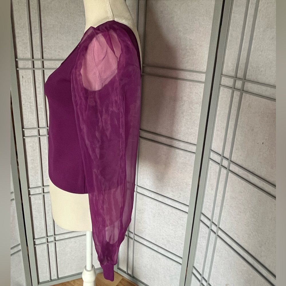 House of Harlow 1960 Purple Sheer Sleeve Blouse - Picture 4 of 10